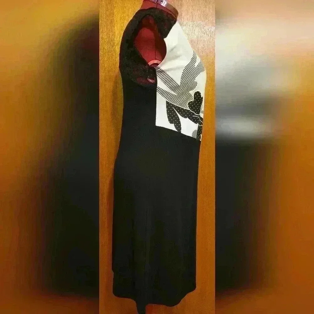 Variations | Beautiful Black & White Dress with Lace Detail, Size  M - Picture 3 of 8